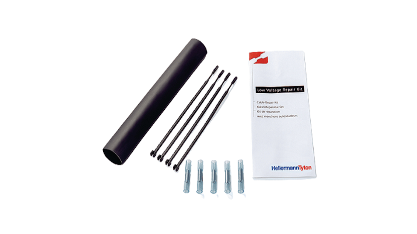 HellermannTyton Repair Kit Black, Cross Linked (PO-X), Polyolefin Adhesive Lined, 24mm