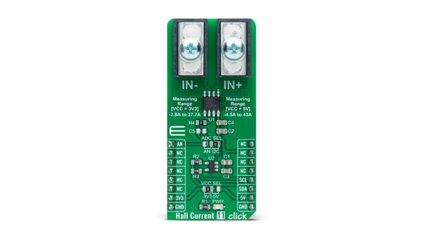 Scheda aggiuntiva Hall Current 11 Click MikroElektronika, con Sensore a effetto Hall