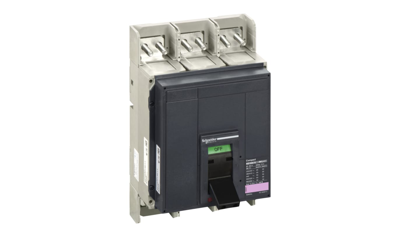 MCCB Schneider Electric, 3 Polos, 1kA, Montaje fijo, Compacto