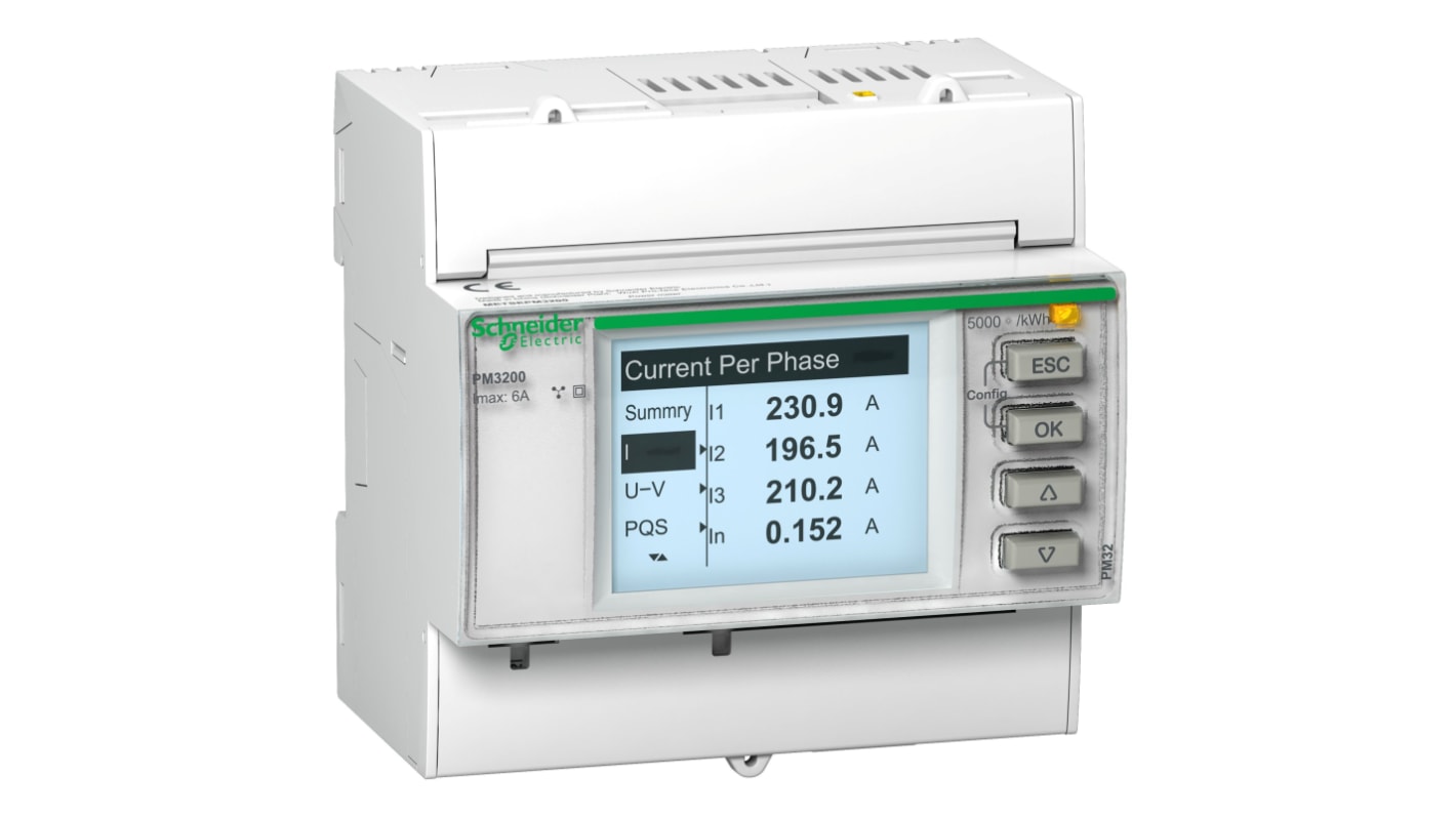 Medidor de energía Schneider Electric serie PM3200, display &#149; LCD retroiluminado, 1, 3 fases