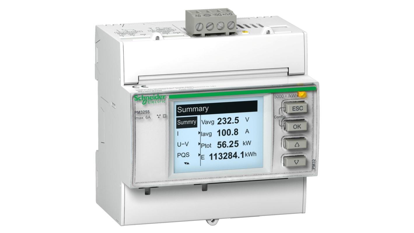 Schneider Electric PM3250 Energiemessgerät LCD mit Hintergrundbeleuchtung / 1, 3-phasig