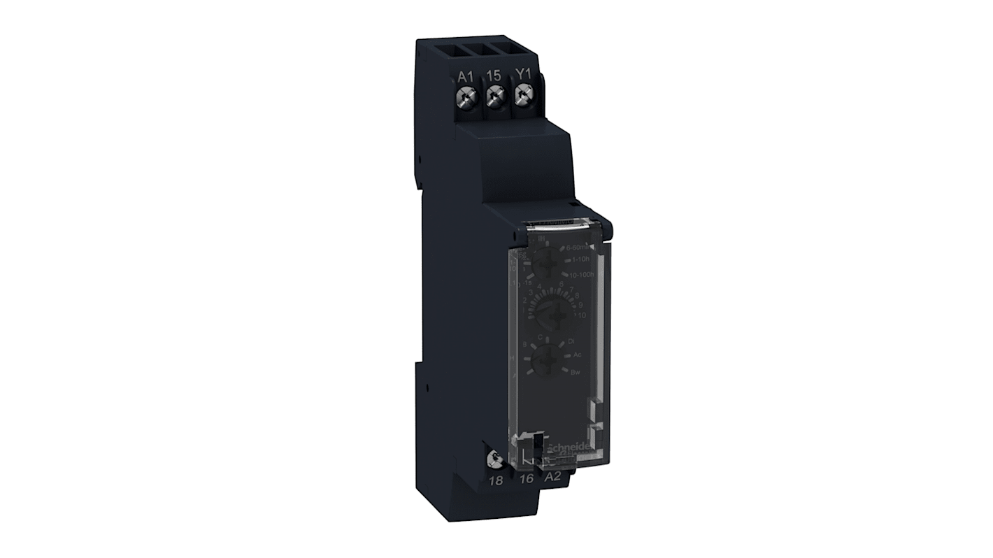 Schneider Electric Harmony Time Series DIN Rail Mount Timer Relay, 240V ac, 1-Contact, 1 Secs, 100 Hrs, SPDT