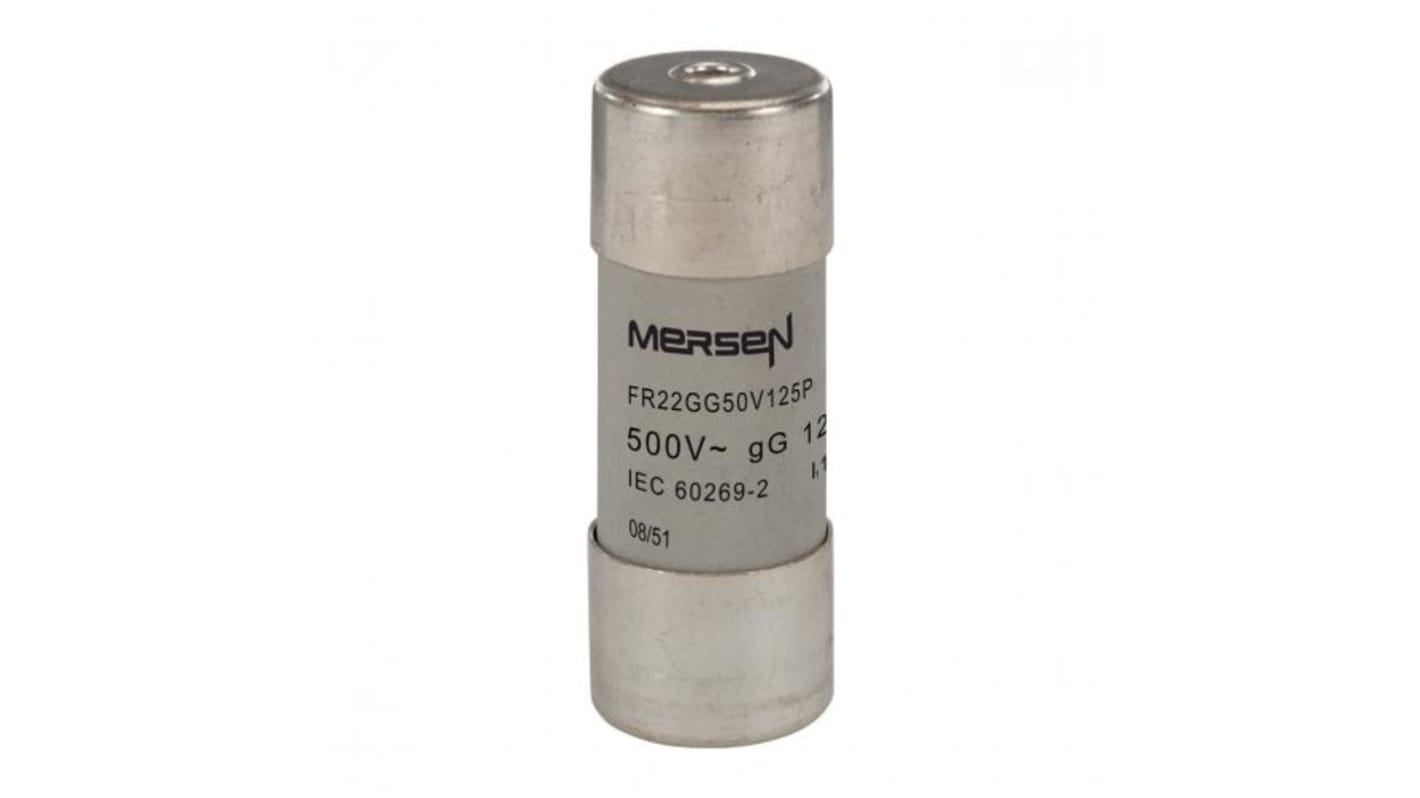 Mersen 125A Slow-Blow Ceramic Cartridge Fuse, 22.2 x 58mm