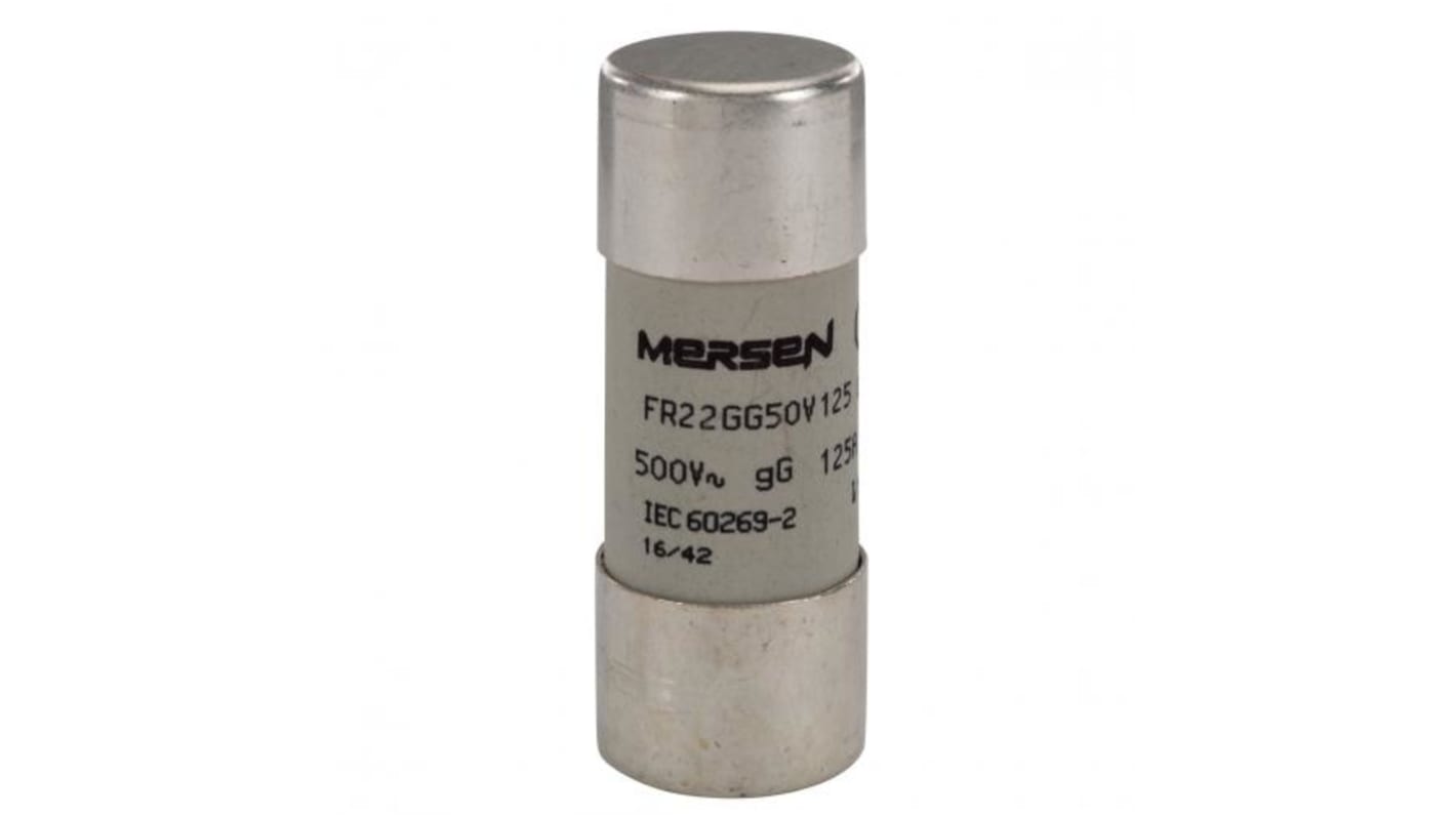 Mersen 125A Slow-Blow Ceramic Cartridge Fuse, 22.2 x 58mm