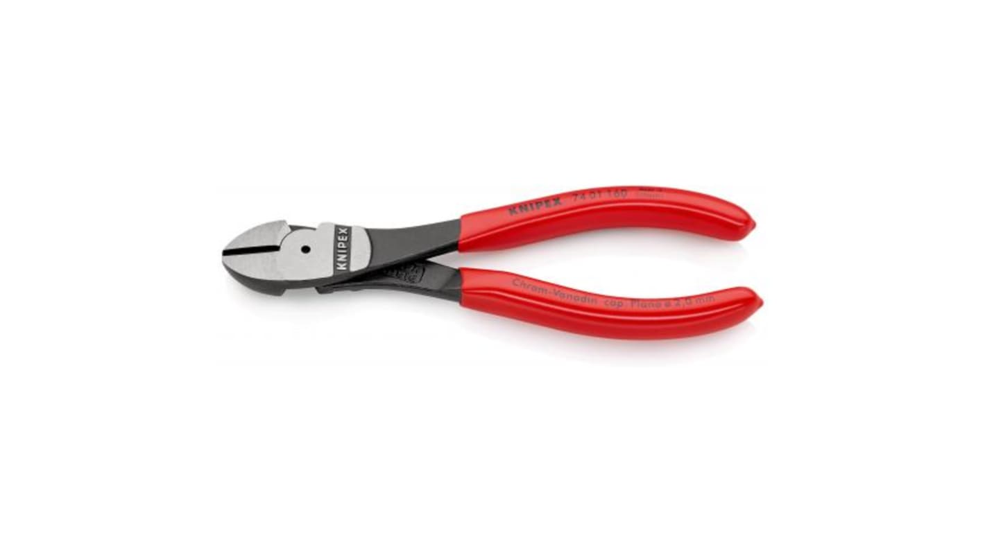 Alicate de corte diagonal de fuerza Knipex, capacidad de corte 3.1mm, long. total 160 mm,