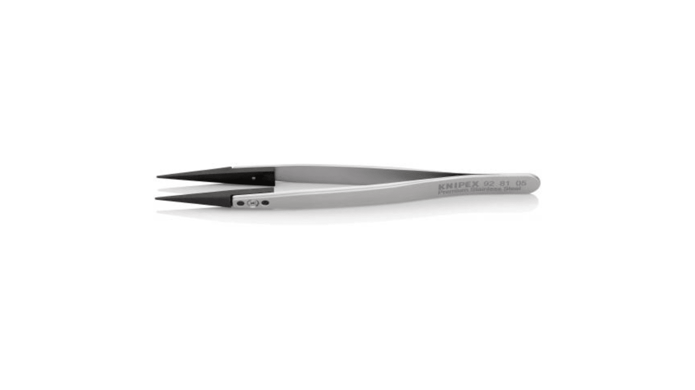 Knipex 130 mm, Stainless Steel, Carbon Fibre Reinforced Plastic, Smooth, ESD Tweezer