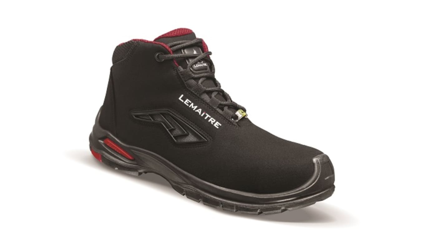 LEMAITRE SECURITE RILEY HIGH Black, Red ESD Safe Aluminium Toe Capped Unisex Safety Shoe, UK 4, EU 37