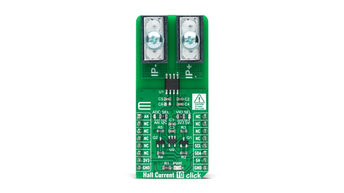 MikroElektronika Hall Current 10 Click Hall Effect Sensor Add On Board for ACHS-7194, MCP3221 mikroBUS socket