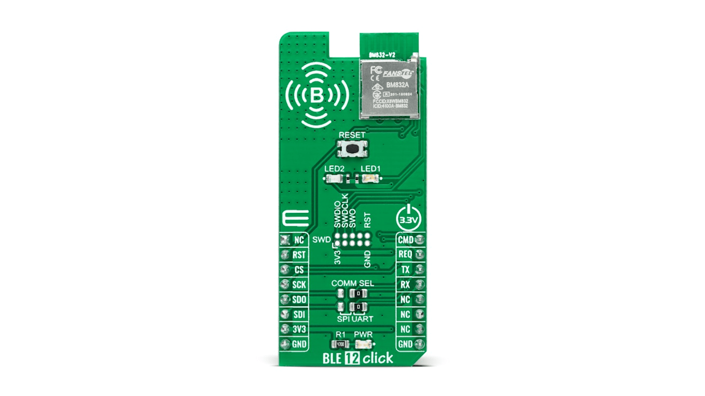 MikroElektronika BLE 12 Click Bluetooth Low Energy (BLE) module Add On Board for mikroBUS socket 2.4GHz MIKROE-4874