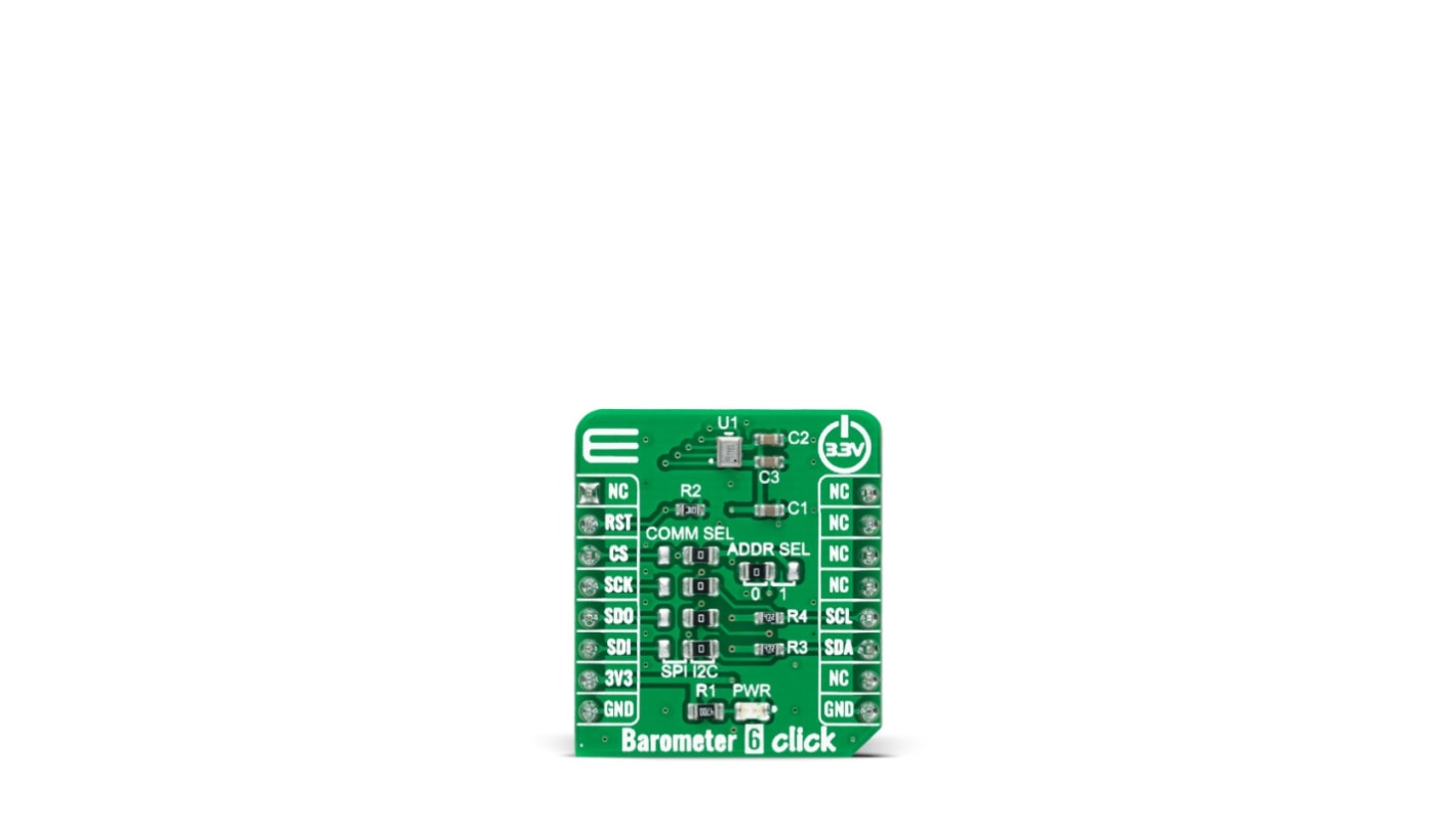 MikroElektronika Barometer 6 Click Barometric Pressure Sensor Add On Board for 2SMPB-02E mikroBUS socket