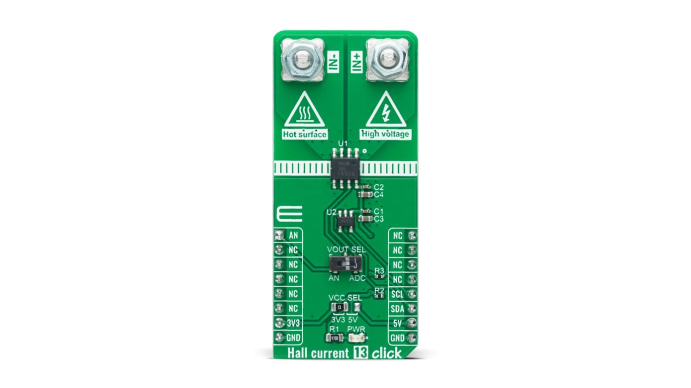 MikroElektronika Hall Current 13 Click Hall Effect Sensor Add On Board for TMCS1107-Q1 mikroBUS socket