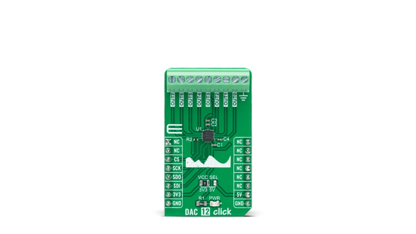 Placa complementaria Convertidor digital a analógico MikroElektronika DAC 12 Click - MIKROE-5097