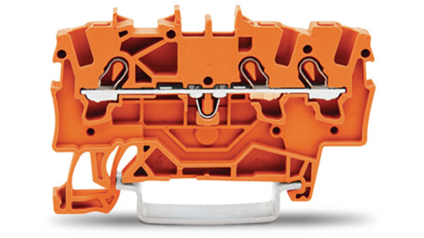 Wago TOPJOB S, 2001 Series Orange Feed Through Terminal Block, 1.5mm², Single-Level, Push-In Cage Clamp Termination,