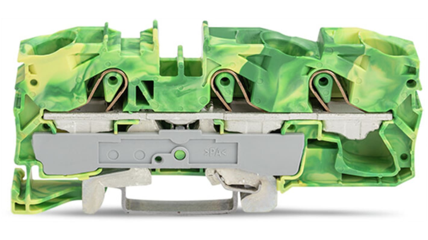 Bloc de mise à la terre WAGO TOPJOB S, 2016, 16mm², Borne à cage enfichable, Vert/Jaune