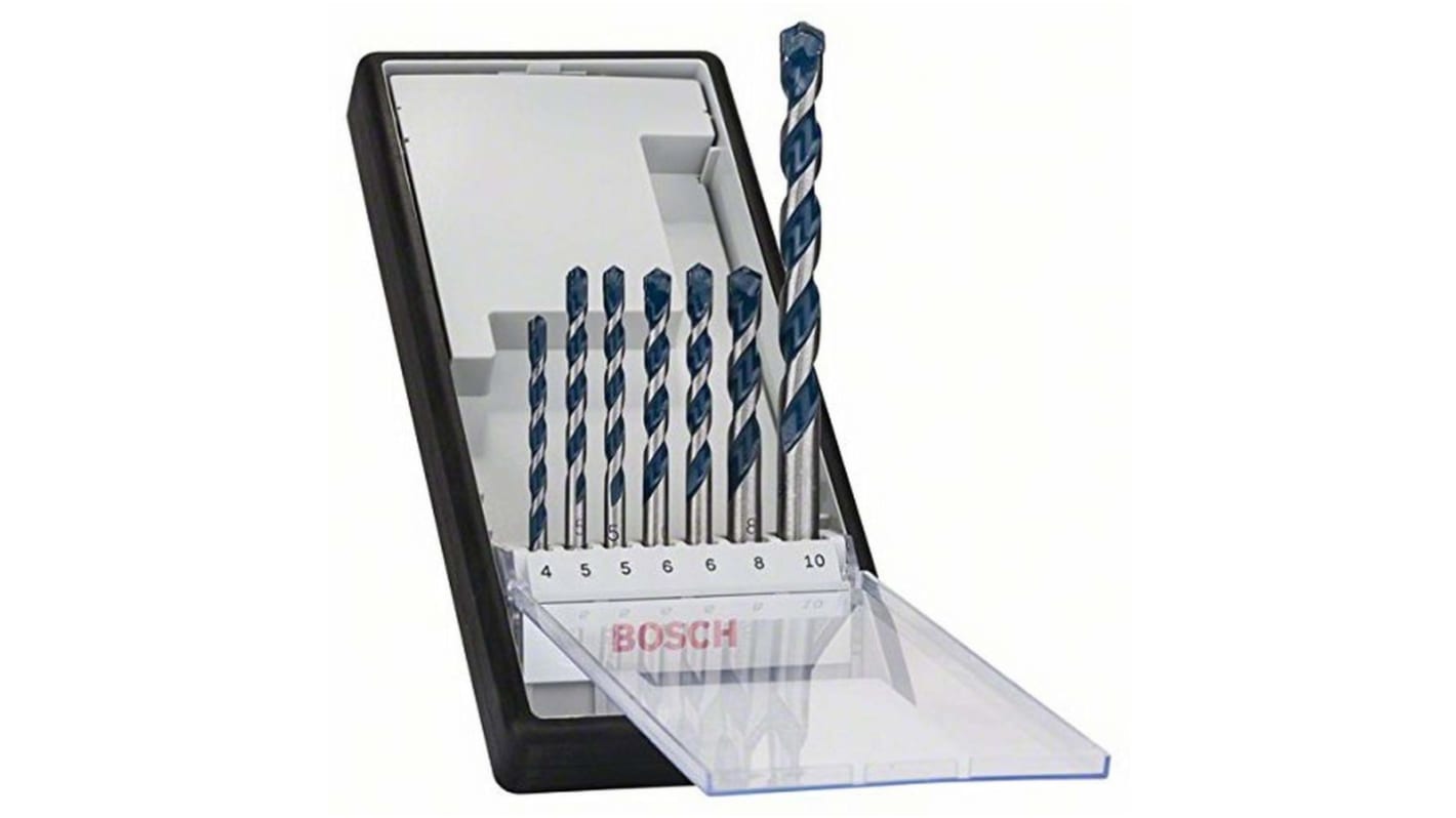 2608588167 Bosch 7 Piece Masonry Drill Bit Set for Multi Material 10mm Max 4mm Min Tungsten Carbide Tipped Bits RS
