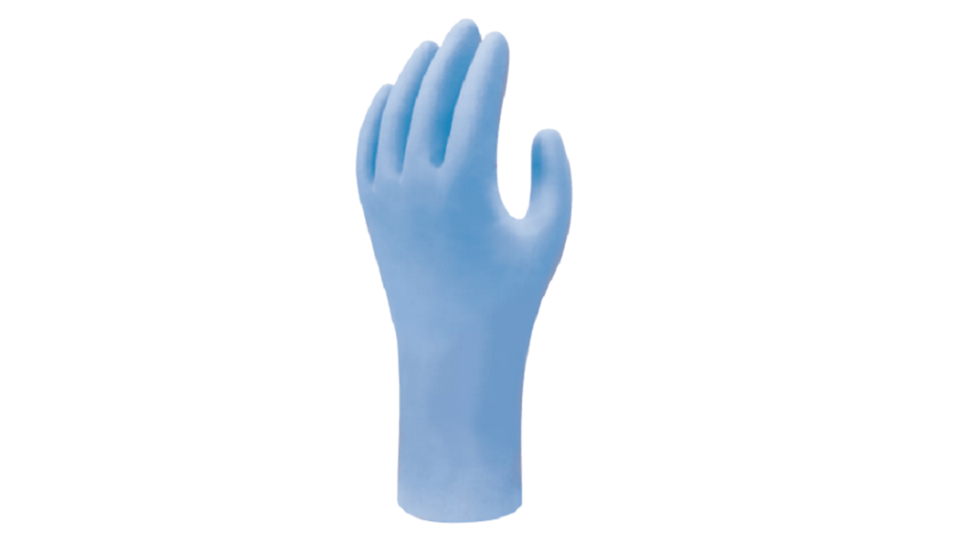 Showa Blue Nitrile Disposable Gloves, Size M, 100 per Pack