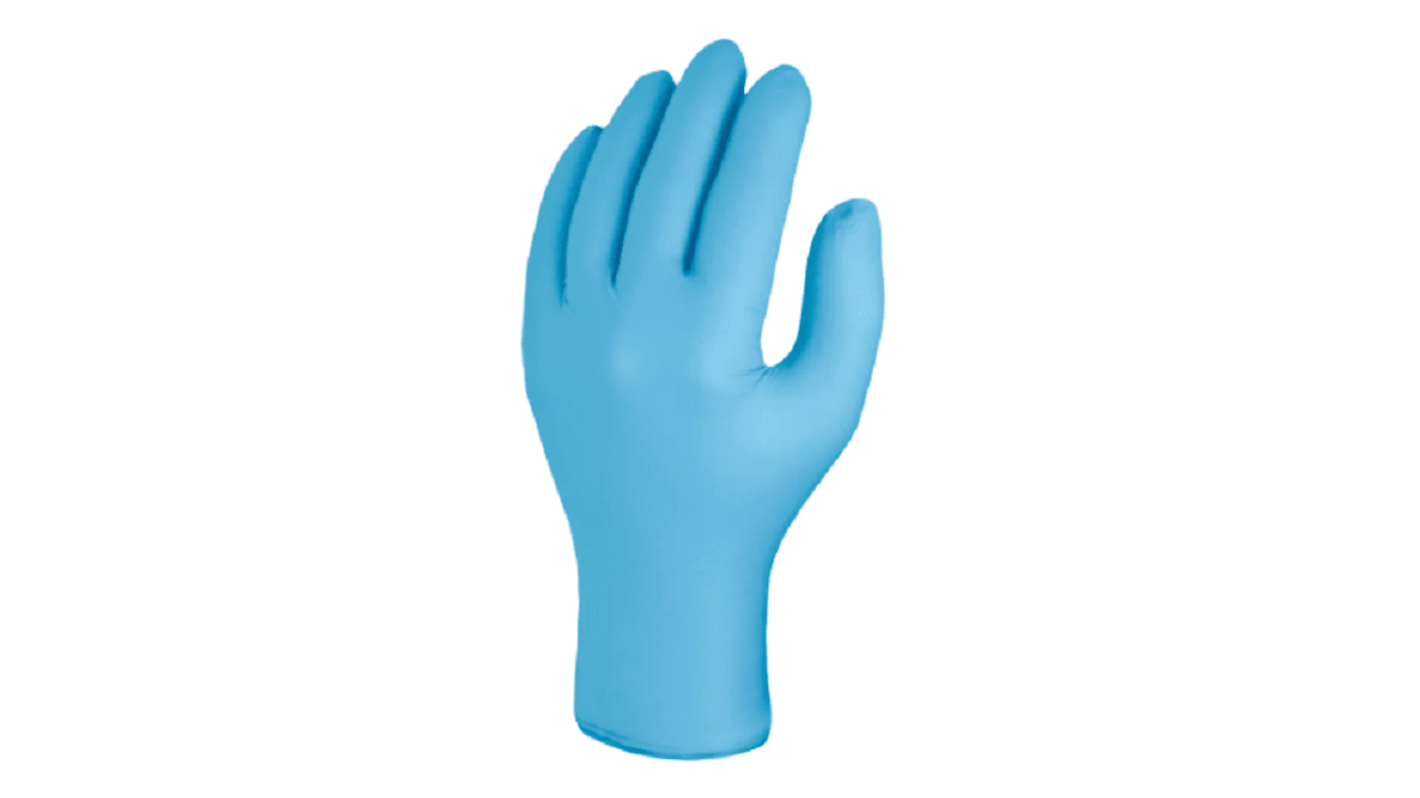 Guantes desechables Skytec sin polvo de Nitrilo Azul, talla 8, M, caja de 100 unidades