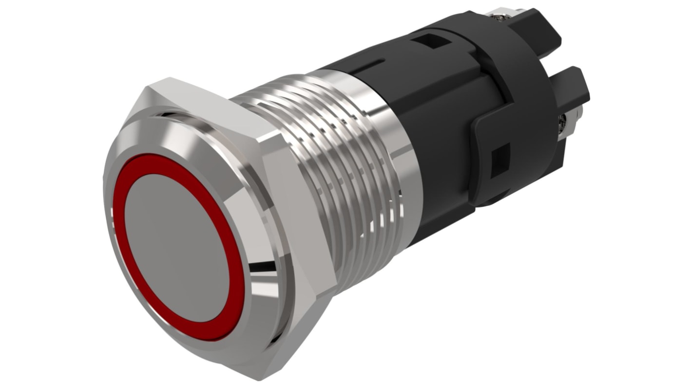 EAO 82 Series Illuminated Illuminated Push Button Switch, Latching, Panel Mount, 16mm Cutout, SPDT, Red/Green LED,