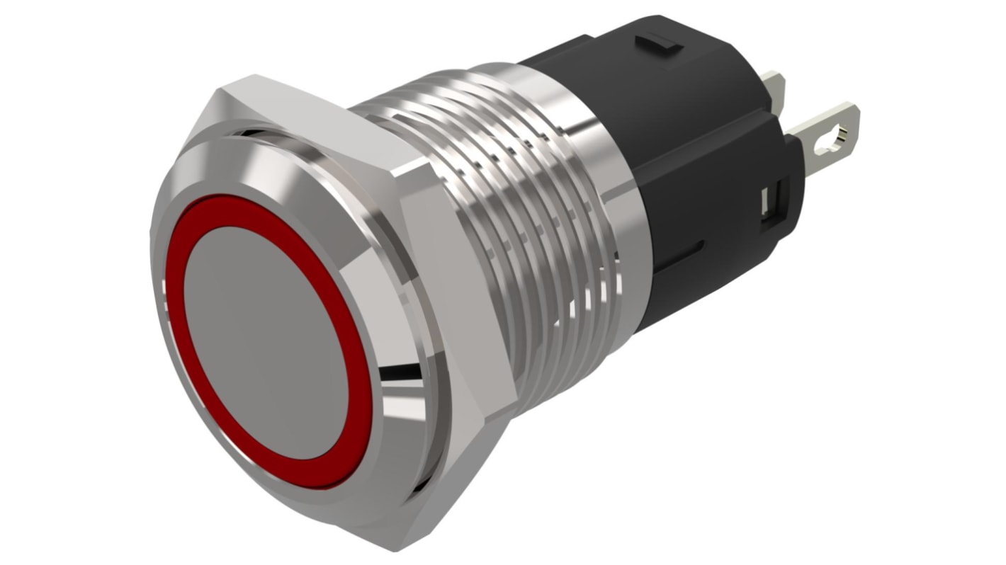 Indicador LED EAO 82, Rojo, Ø montaje 16mm, 12V ac/dc, IP65, IP67