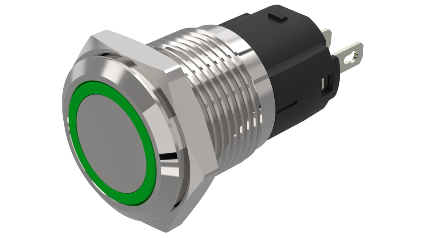 Indicatore EAO Verde  a LED, 12V ca/cc, IP65, IP67, foro da 16mm