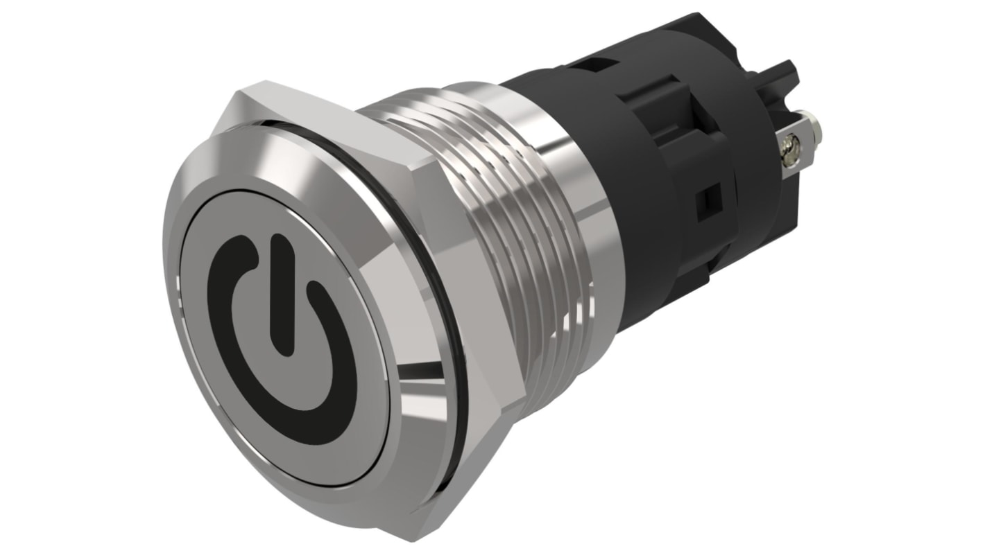 EAO 82 Series Push Button Switch, Momentary, Panel Mount, 19mm Cutout, SPDT, 240V, IP65, IP67