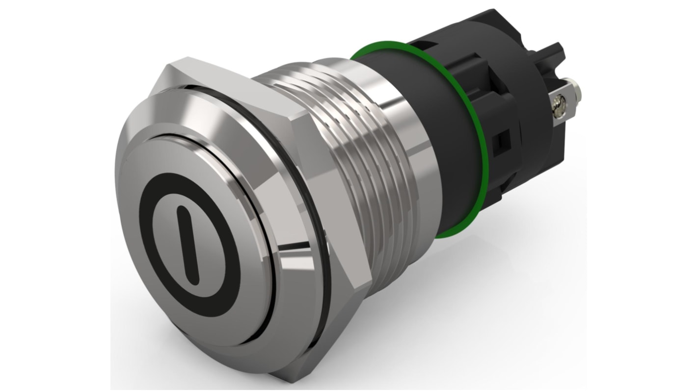 EAO 82 Series Push Button Switch, Latching, Panel Mount, 19mm Cutout, SPDT, 240V, IP65, IP67