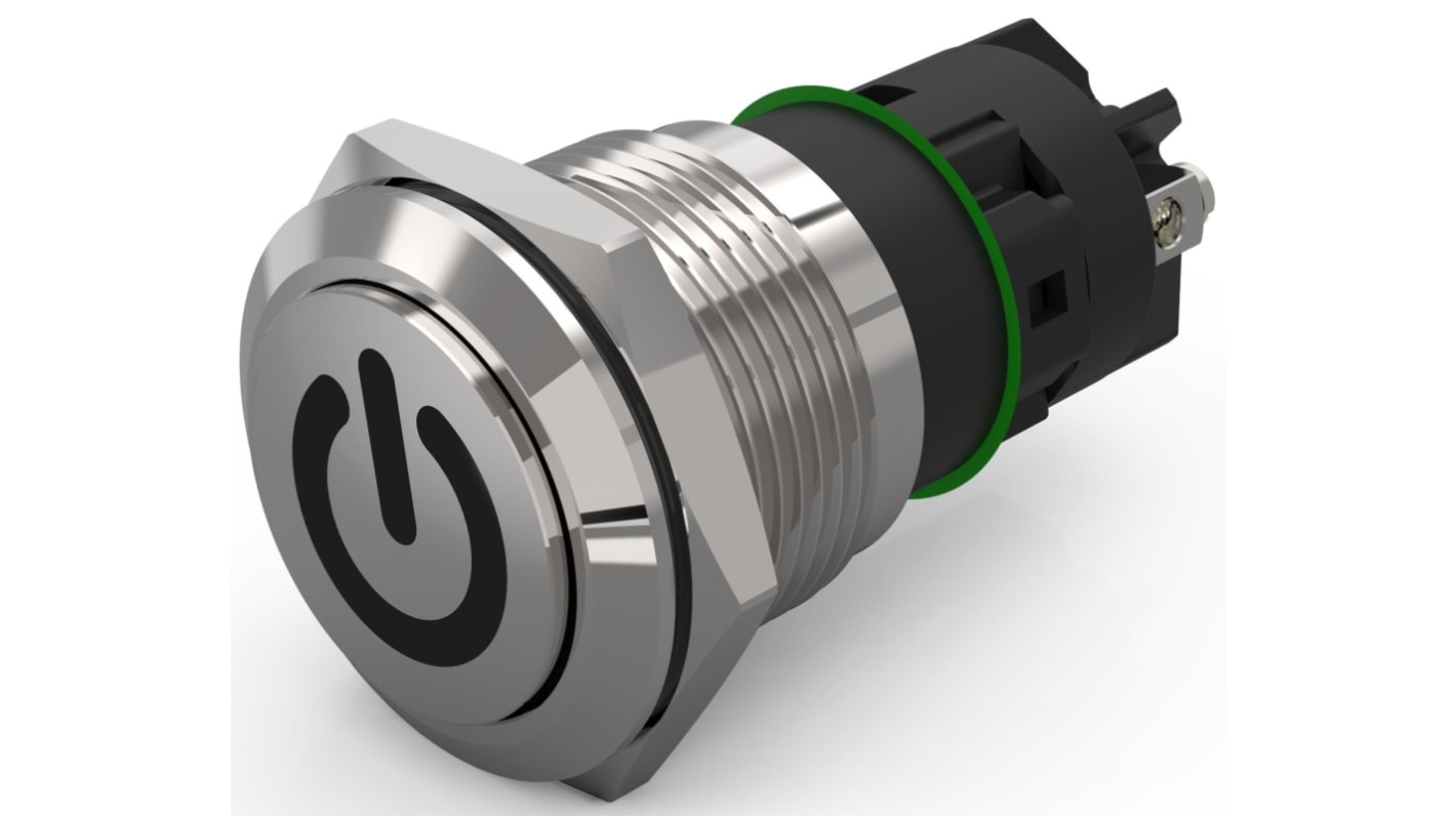 EAO 82 Series Push Button Switch, Latching, Panel Mount, 19mm Cutout, SPDT, 240V, IP65, IP67