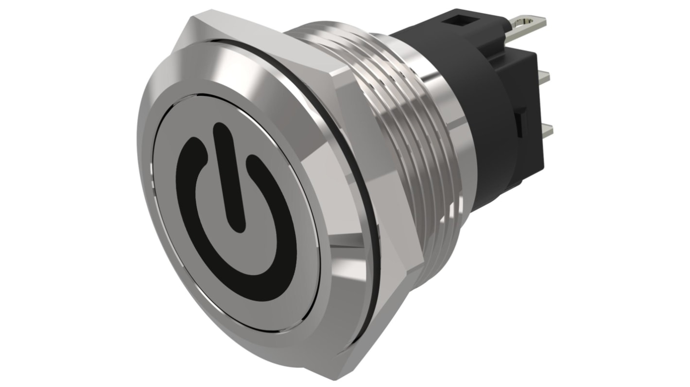 EAO 82 Series Push Button Switch, Momentary, Panel Mount, 22.3mm Cutout, SPDT, 240V, IP65, IP67