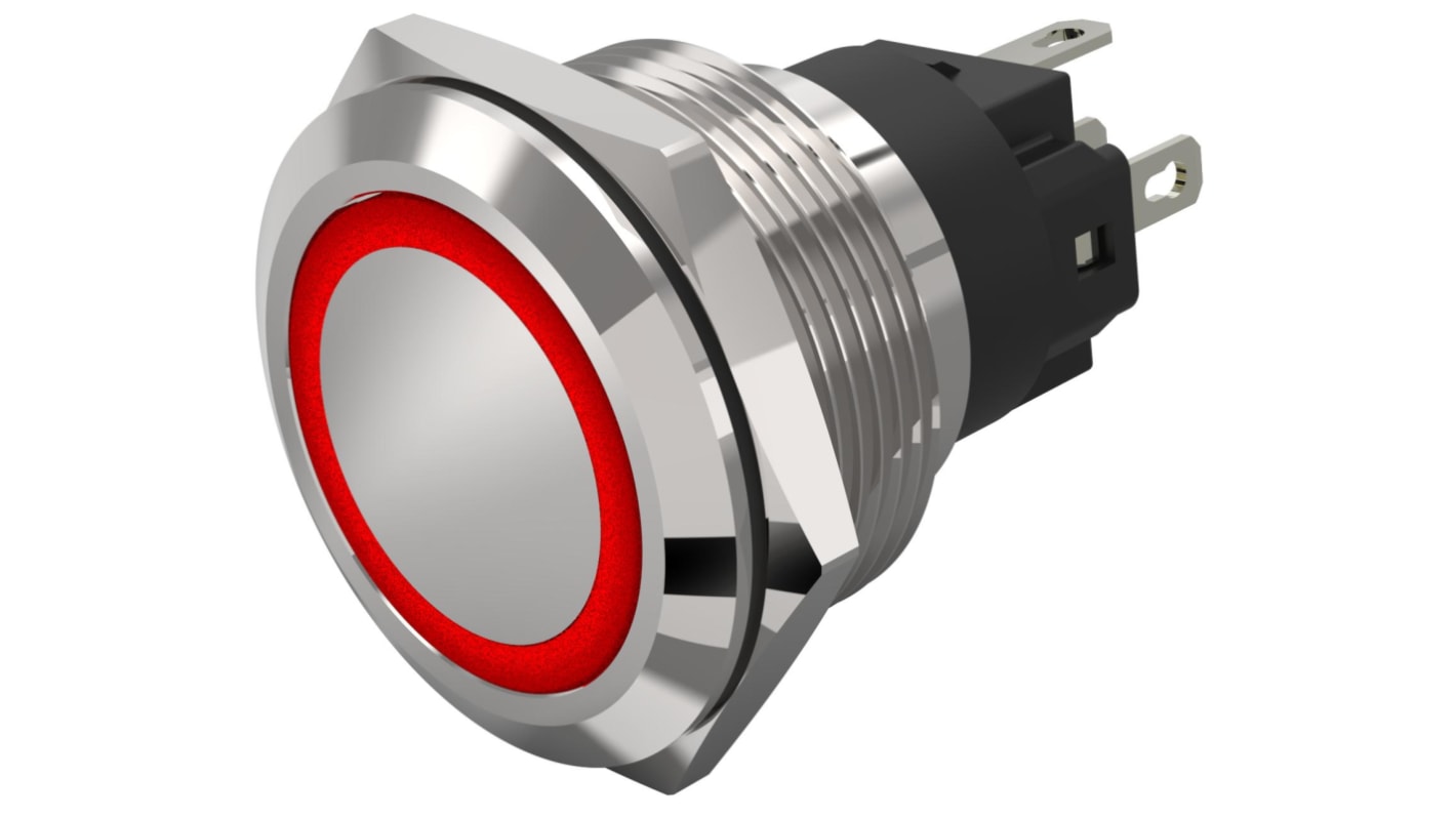 EAO 82 Series Illuminated Illuminated Push Button Switch, Latching, Panel Mount, 22.3mm Cutout, SPDT, Red/Green LED,