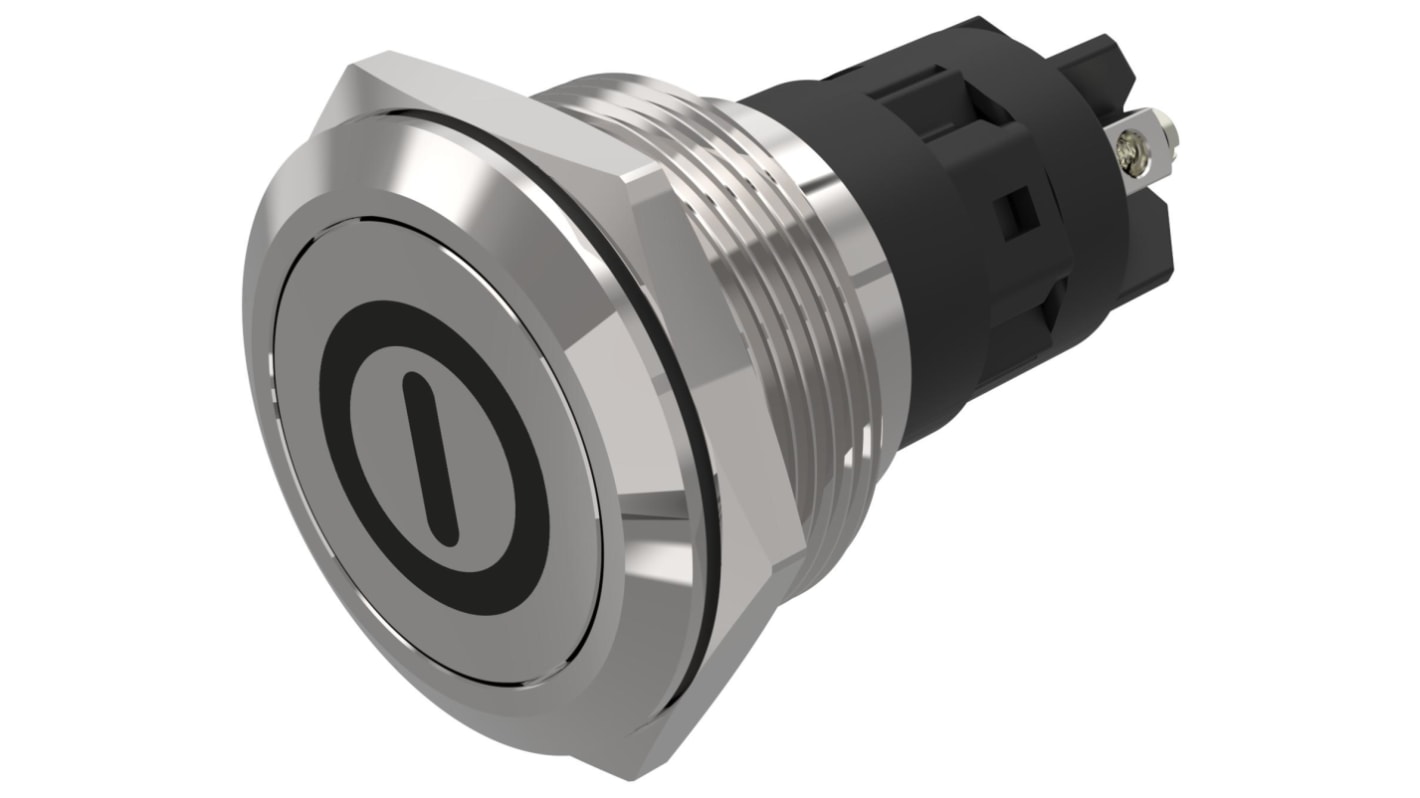 EAO 82 Series Push Button Switch, Momentary, Panel Mount, 22.3mm Cutout, SPDT, 240V, IP65, IP67