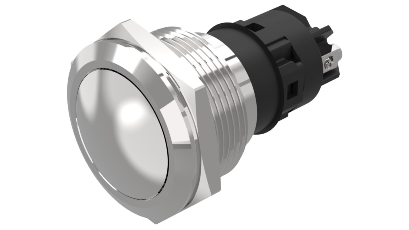 EAO 82 Series Push Button Switch, Momentary, Panel Mount, 22.3mm Cutout, SPDT, 240V, IP65, IP67