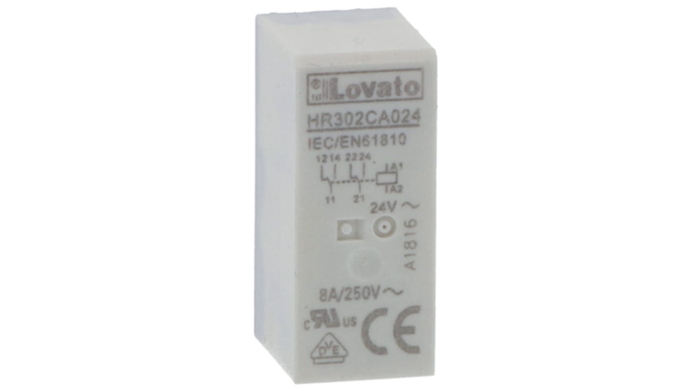 Lovato PCB Mount Non-Latching Relay, 24V dc Coil, 16A Switching Current, SPDT