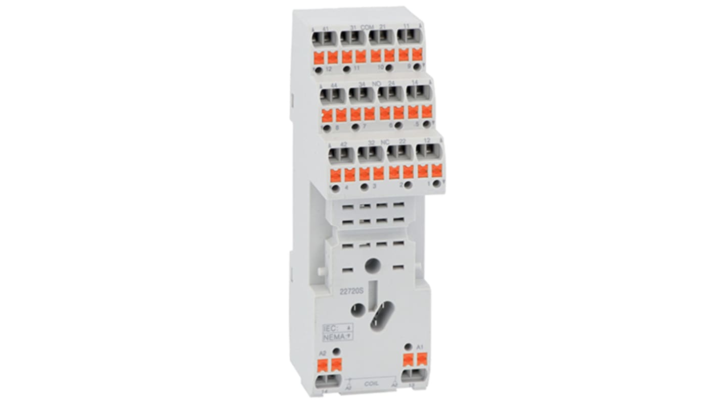 Lovato HR SERIES 230V ac DIN Rail Relay Socket, for use with HR SERIES