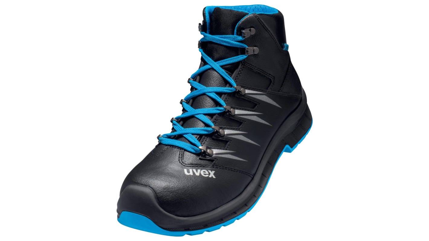 Uvex Black, Blue ESD Safe Steel Toe Capped Unisex Safety Boot, UK 12, EU 47