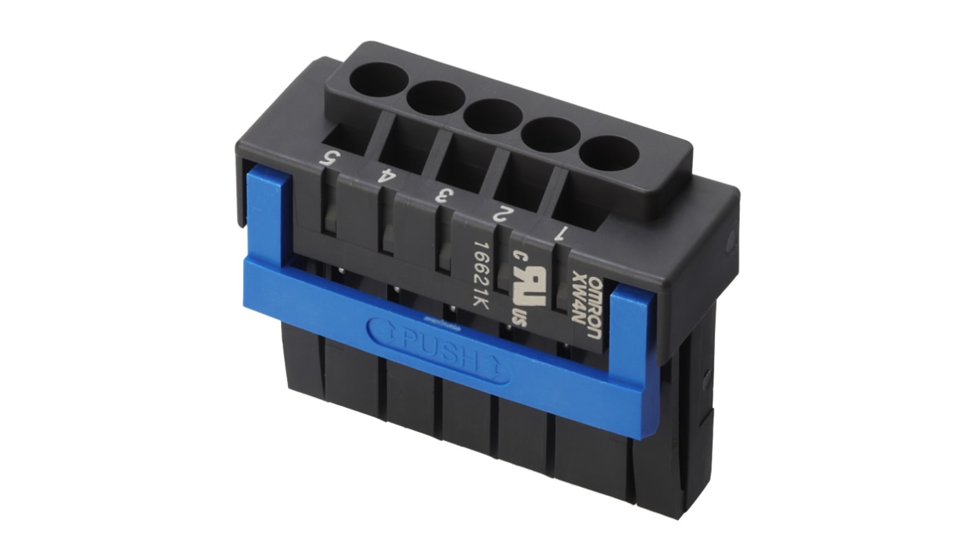 Omron, 3.5mm Pitch, 5 Way, Pluggable Terminal Block, Plug, Plug-In, XW4N-05D1-S