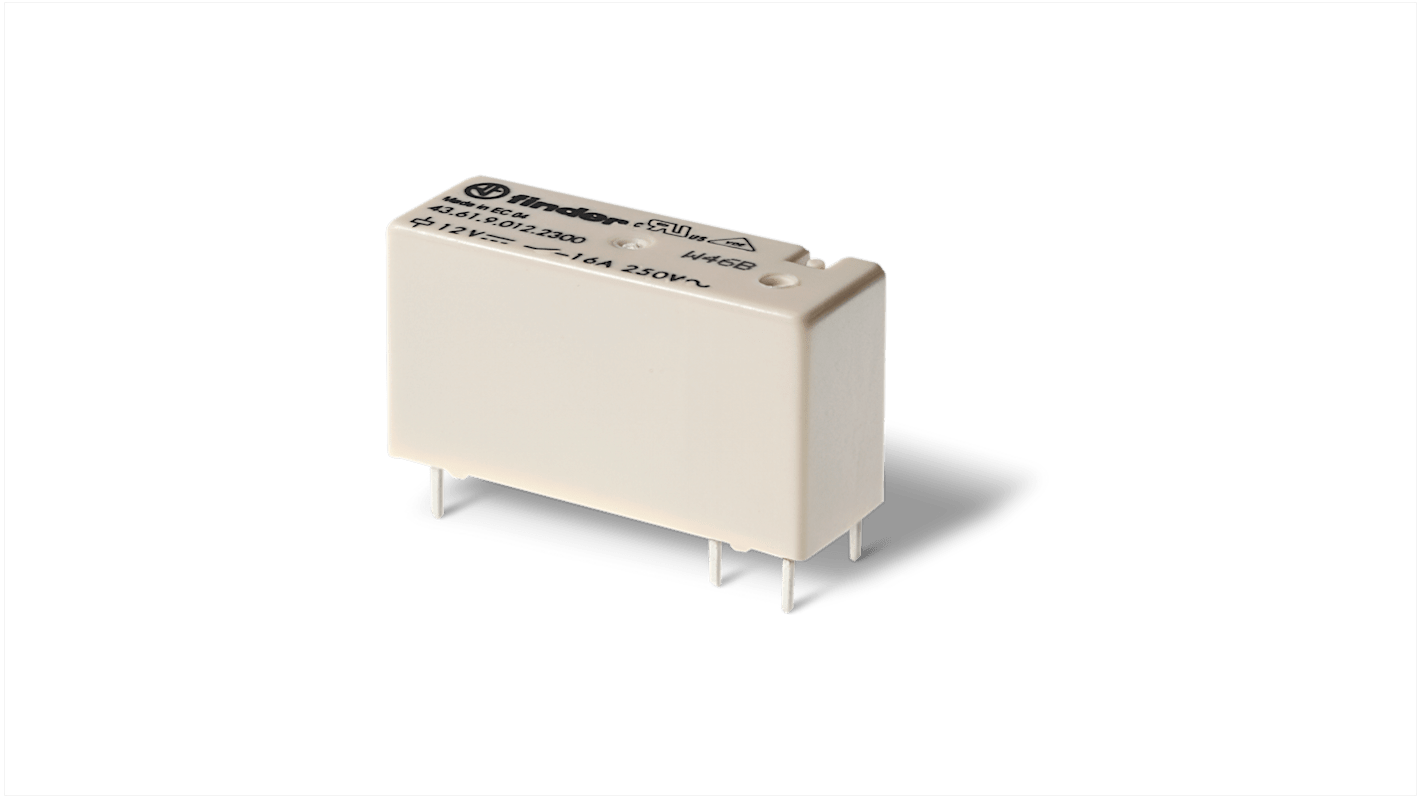 Finder PCB Mount Non-Latching Relay, 48V dc Coil, 16A Switching Current, SPST