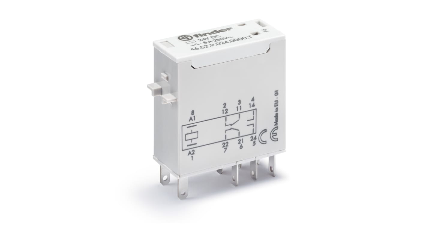 Módulo de relé de alimentación sin enclavamiento Finder de 2 polos, bobina 230V ac, 6A, enchufable