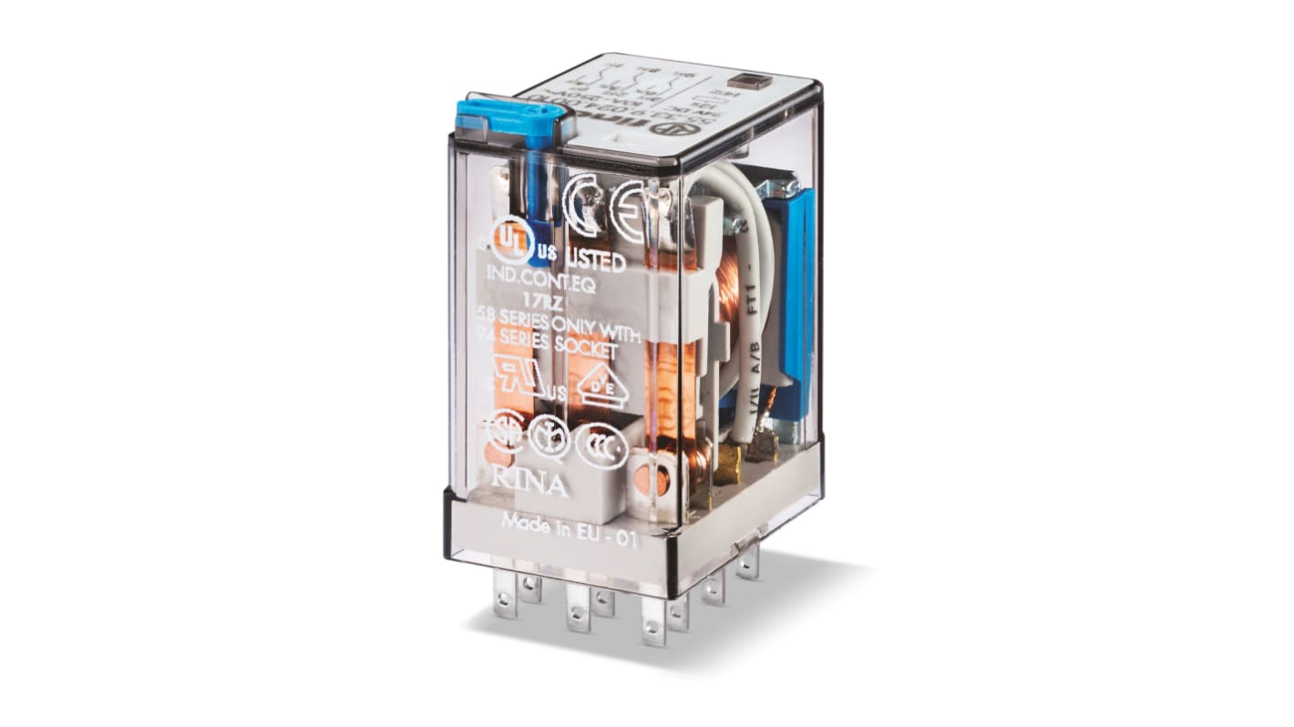 Finder Plug In Relay, 125V dc Coil, 10A Switching Current, 3PDT, 3PDT