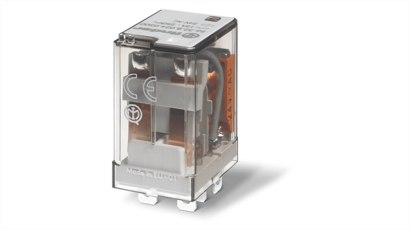 Modulo relè di potenza Finder, bobina 24V cc, Montaggio a innesto