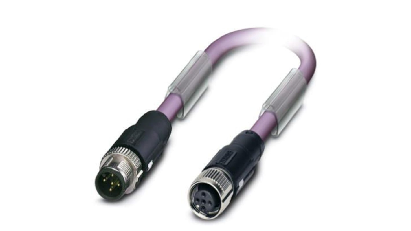 Phoenix Contact Straight Female 4 way M12 to M12 Bus Cable, 2m