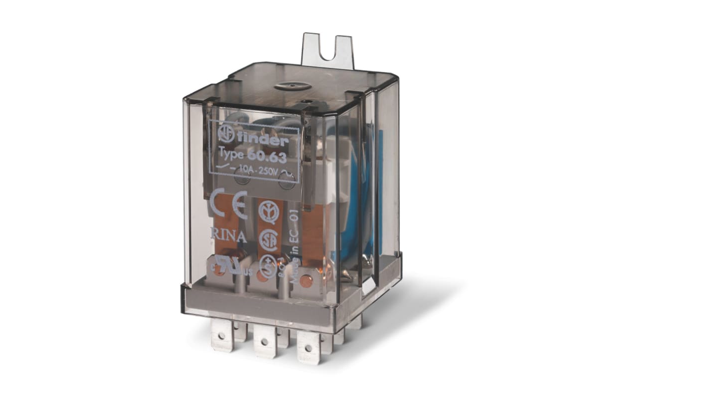 Finder Flange Mount Relay, 24V dc Coil, 10A Switching Current, 3PDT, 3PDT