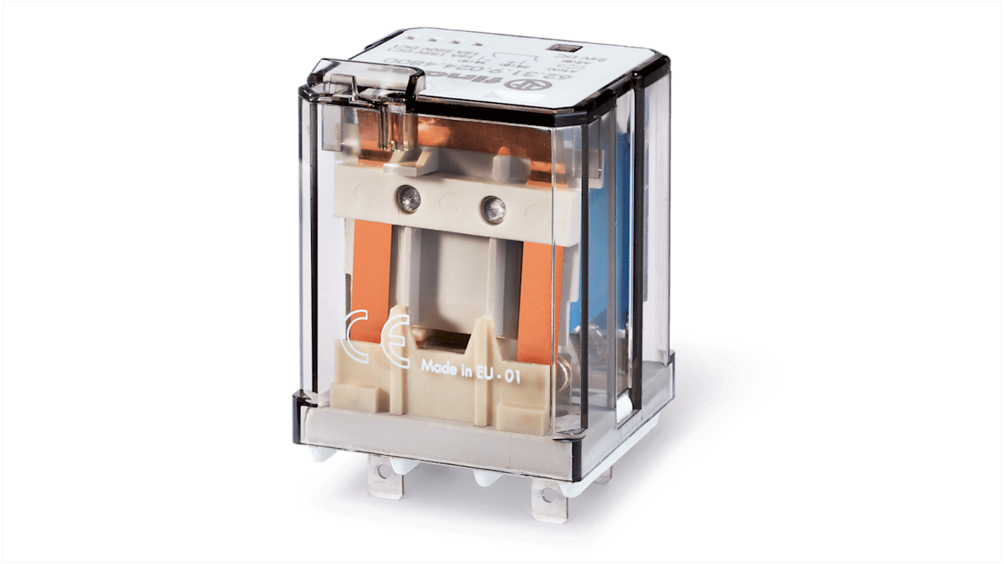 Modulo relè di potenza Finder, SPDT, bobina 12V cc, Montaggio a innesto