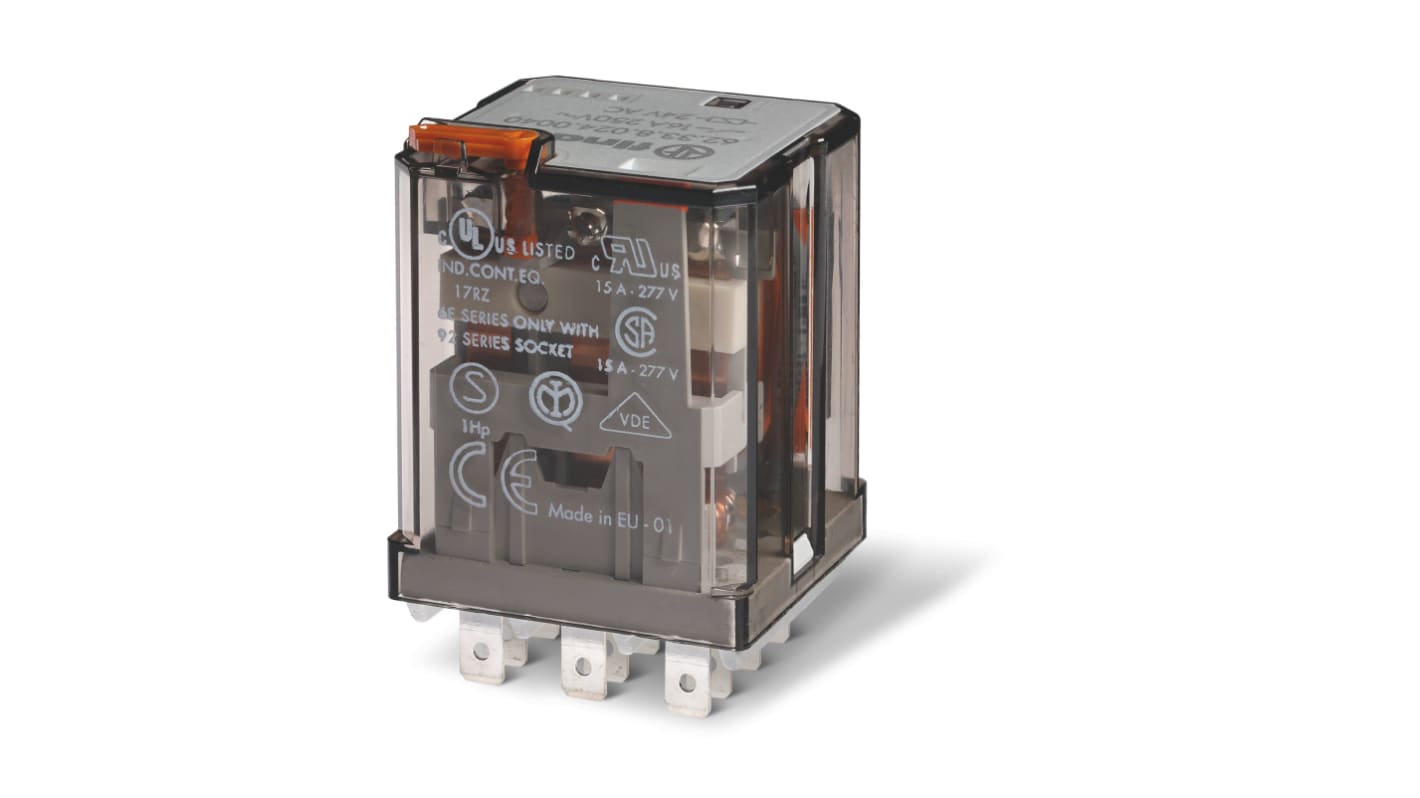 Relè Finder, 3PDT, 3PDT, bobina 12V cc, A innesto