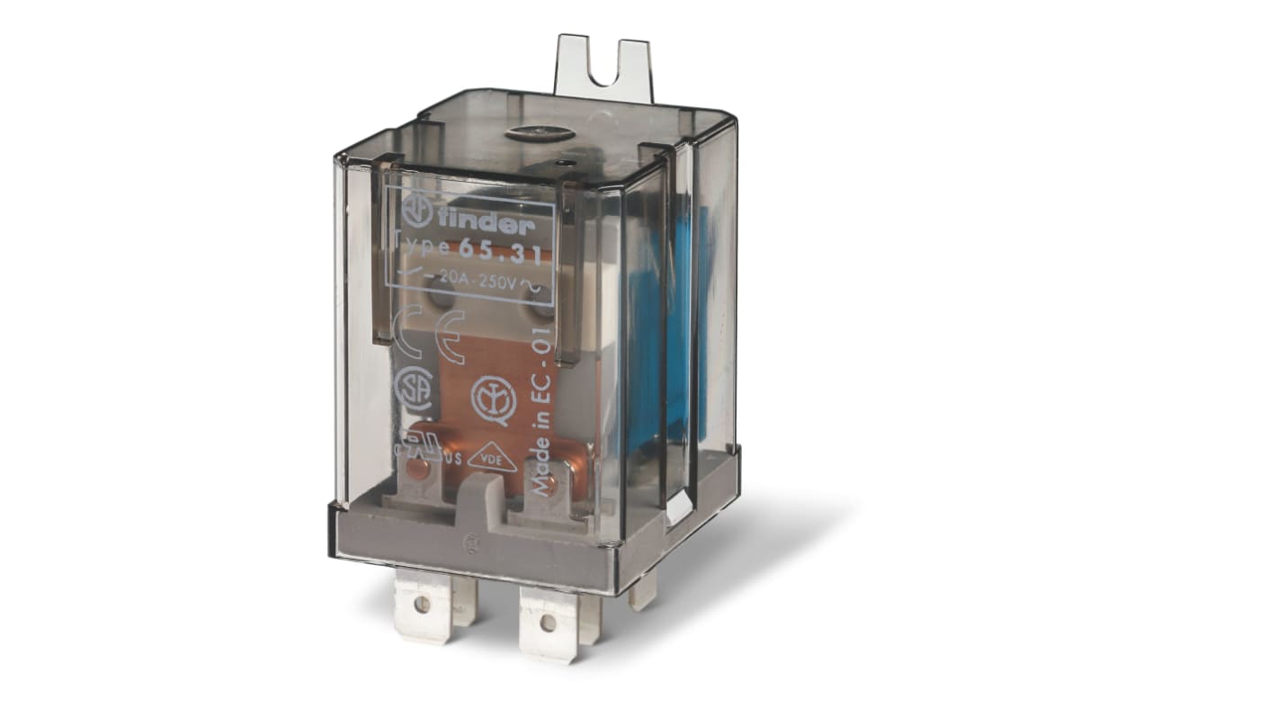 Relè Finder, SPST, SPST, bobina 12V ca, Montaggio su flangia