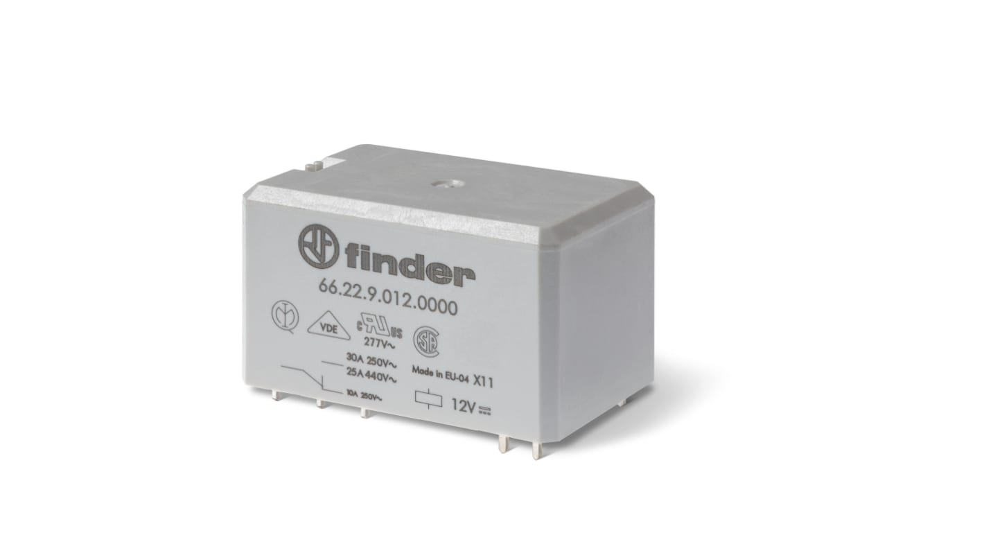 Finder PCB Mount Relay, 230V ac Coil, 30A Switching Current, DPST-2NO