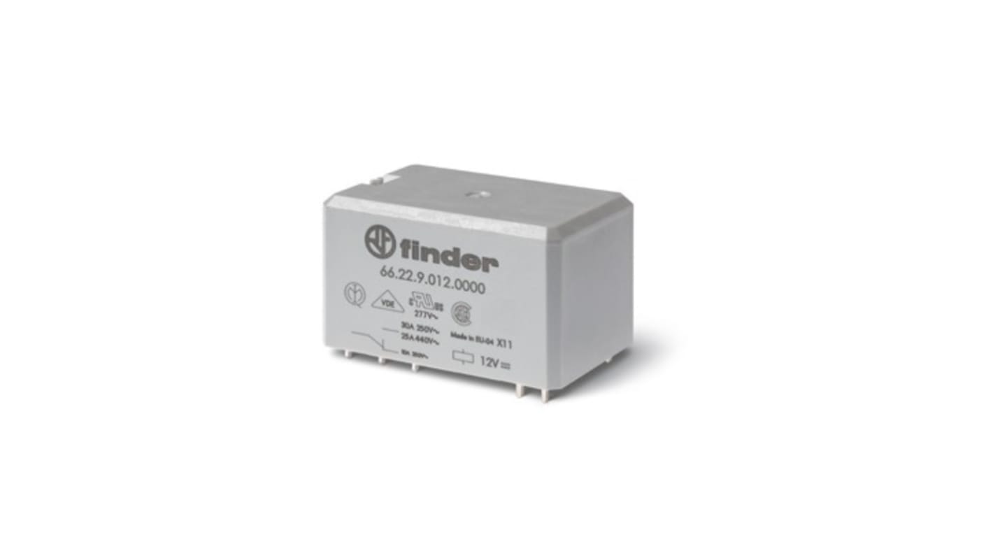 Relais de puissance Finder, DPST-2NO, bobine 24V c.c. Rail DIN