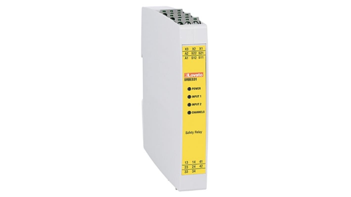 Lovato Safety Relay 24V ac/dc, Single Channel 4 Safety Contacts