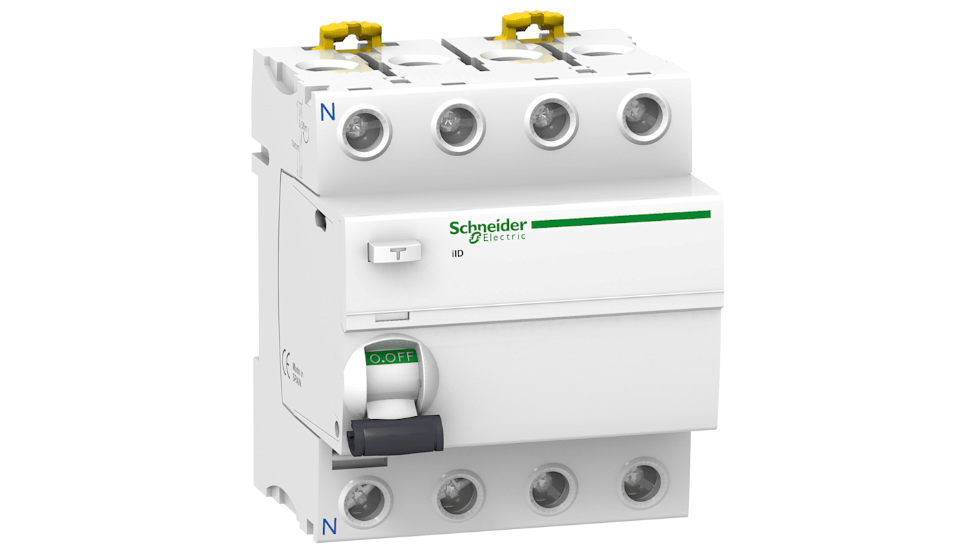 Interruptor diferencial Schneider Electric, 40A Tipo AC, 4 Polos, 300mA Acti9 415V ac