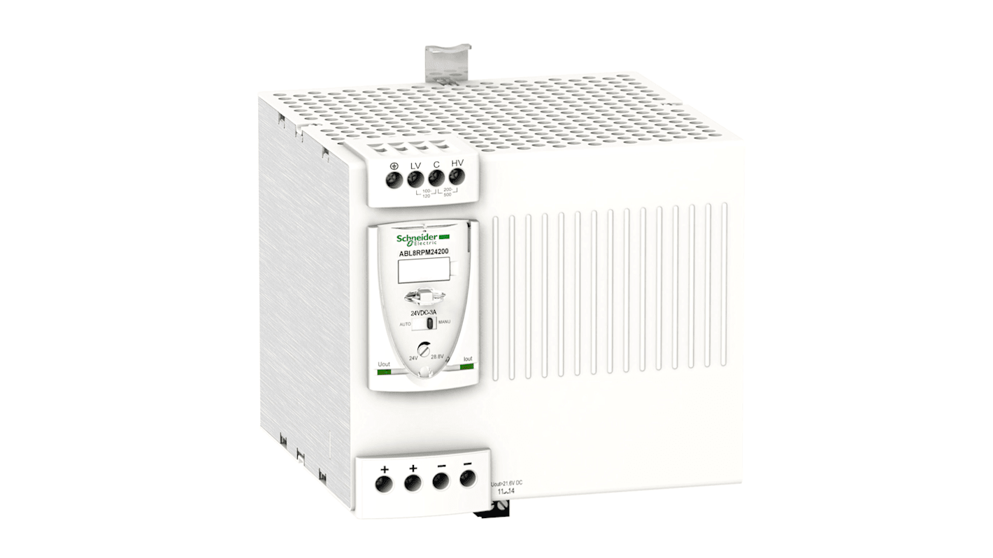 Schneider Electric ABL8 DIN Rail Power Supply, 240V ac Input, 24V dc Output, 20A Output