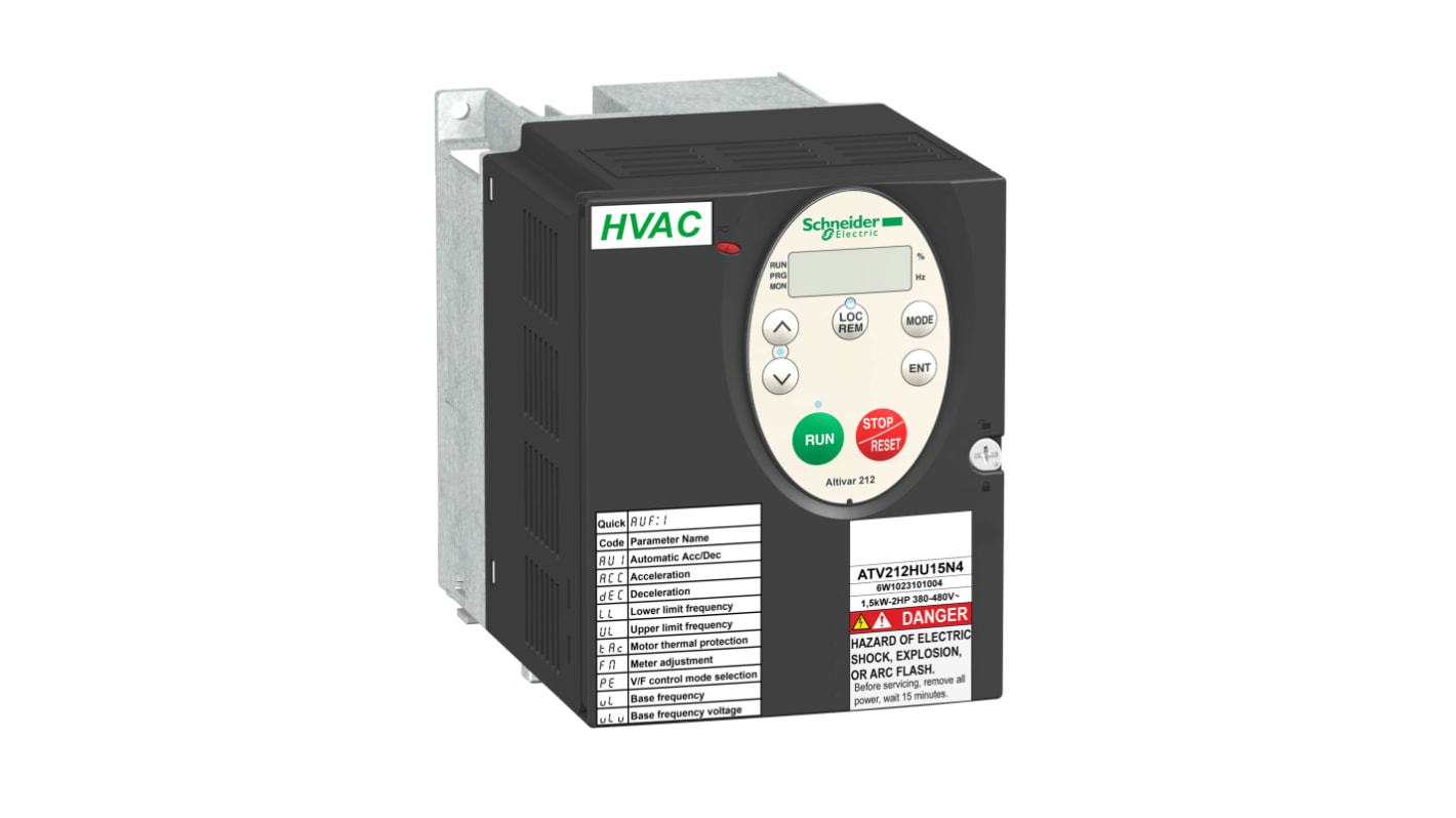 Schneider Electric ATV212 3-Phasen Frequenzumrichter 1,5 kW 480 V / 2,5 A, 3,2 A 0.5 → 200Hz für